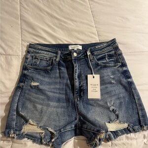 Risen Women's Distressed Denim Shorts - Blue